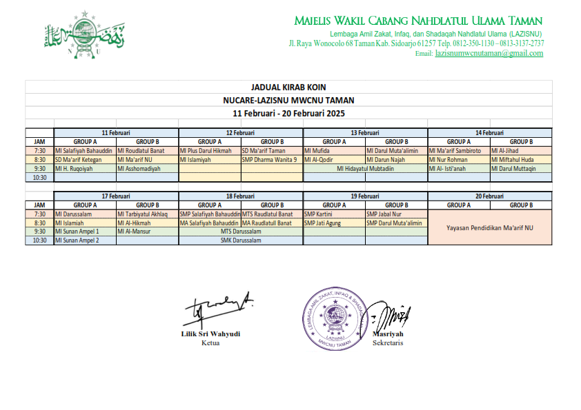 LAZISNU TAMAN Gelar Kirab Koin NU Sambut Nisfu Syaban