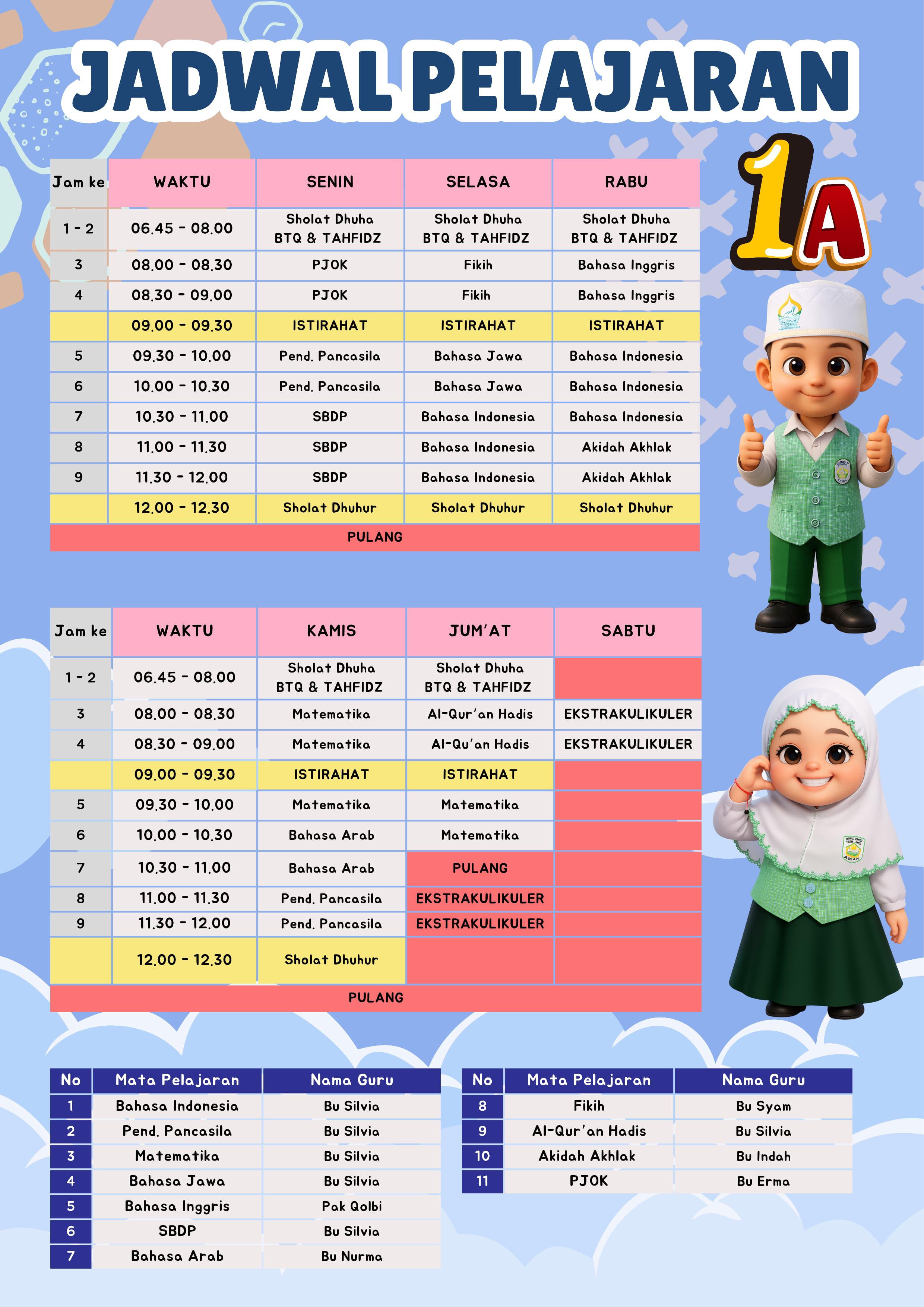 PENGUMUMAN MATA PELAJARAN MI ASSHOMADIYAH TAHUN PELAJARAN 2025/2026