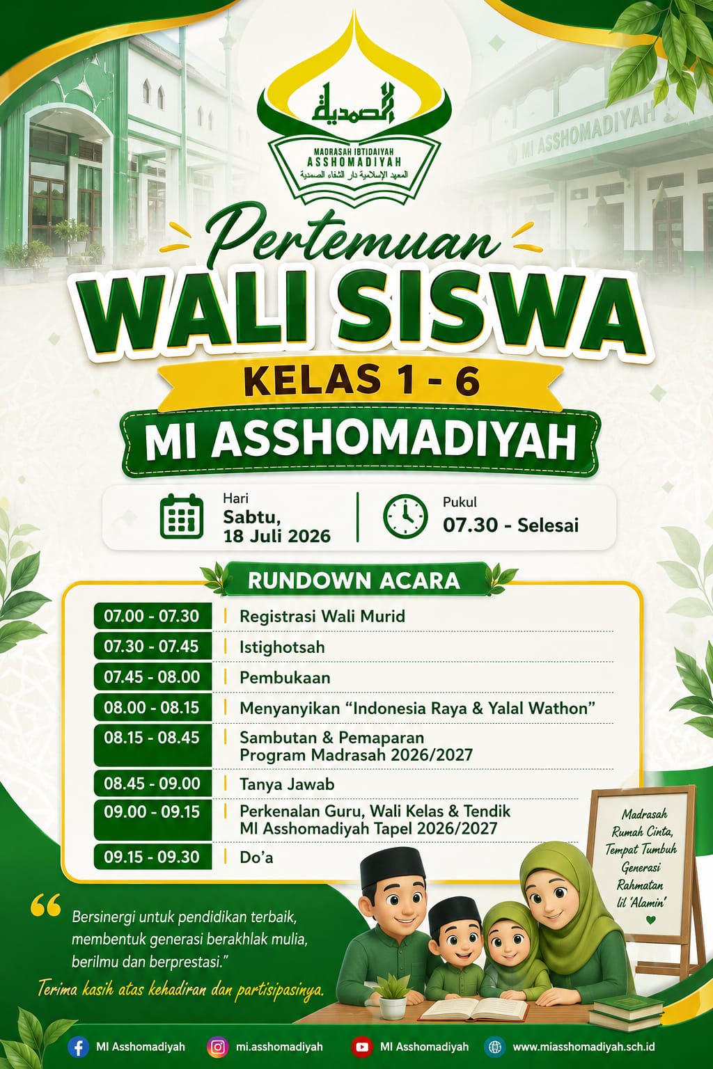 Pertemuan Wali Siswa MI Asshomadiyah Perkuat Sinergi Madrasah dan Orang Tua Sambut Tahun Pelajaran 2026/2027